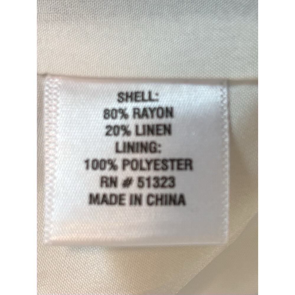 MSK Sun Dress Rayon Linen White Blue Sleeveless Lined Vacation Resortwear Size L - Picture 7 of 10